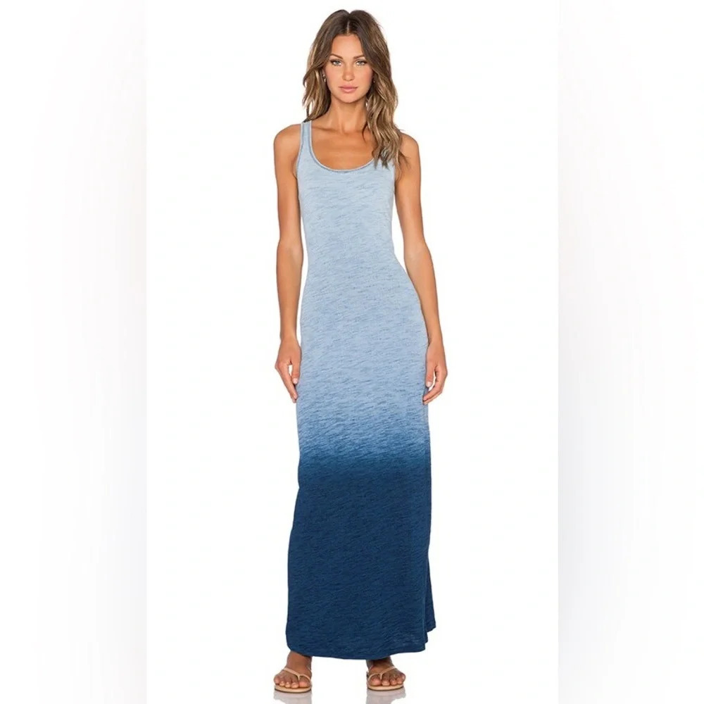 C&C California Blue Indigo Ombre Keyhole Cotton Maxi Dress Size Small S